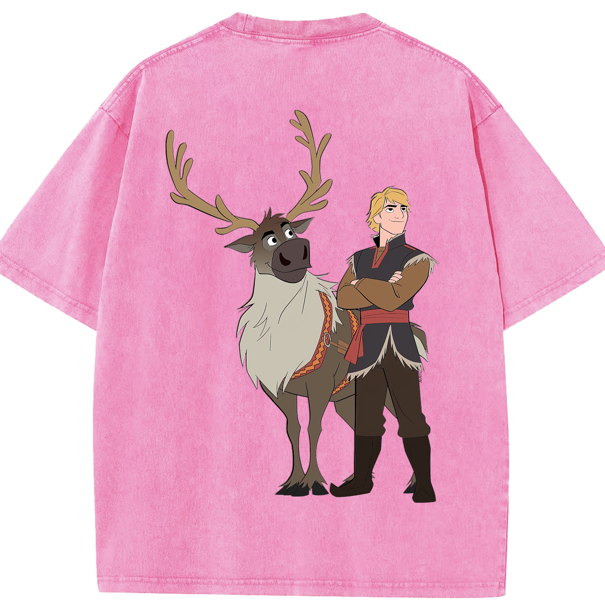 （画像用） アナと雪の女王 アンナ エルサ Frozen Anna Elsa 綿100% ヴィンテージ風 半袖Tシャツ（背面プリント）